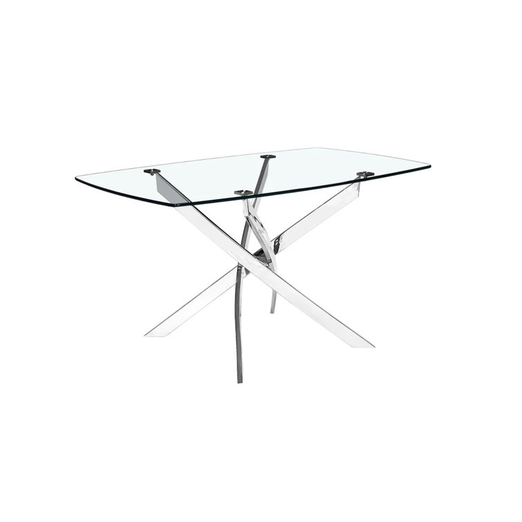 Brayden Studio® Glass Top Metal Base Dining Table Wayfair